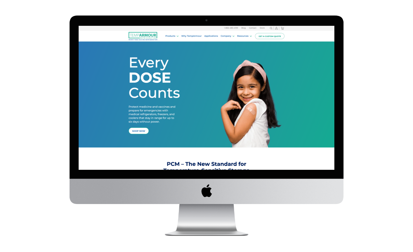 TempArmour new home page messaging mockup